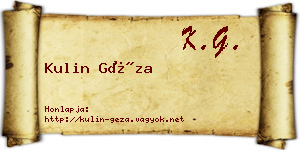Kulin Géza névjegykártya